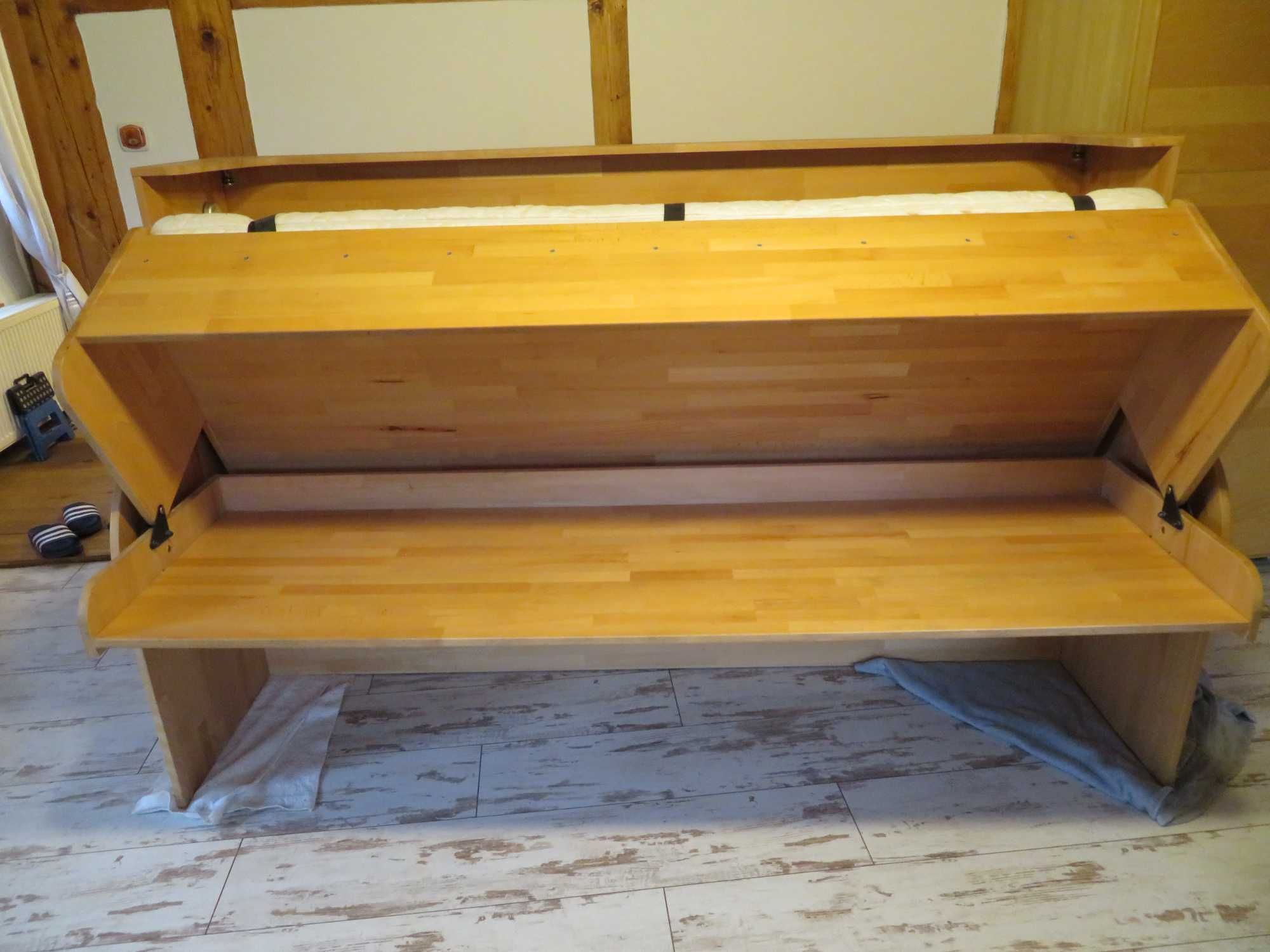 Łóżko - biurko młodzieżowe drewniane - buczyna