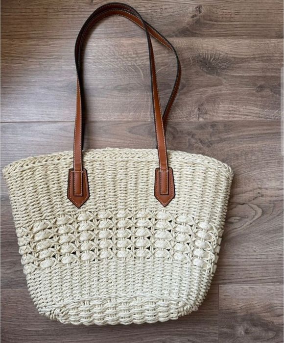 Нова бежева плетена солом'яна сумка пляжна плетена сумка світла