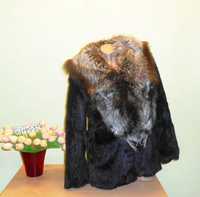 шуба сурок полевая норка с чернобуркой 46-48 размер