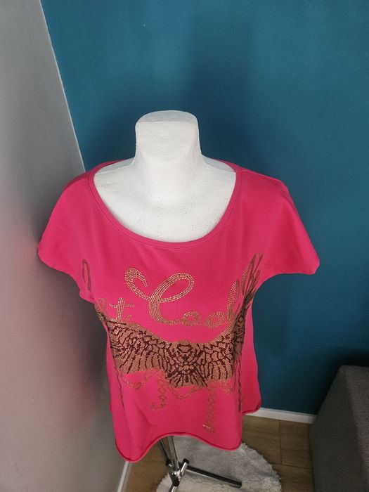 Tunika bluzka róż orzeł cyrkonie l napis hit butik