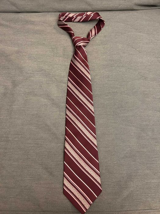 Krawat męski szeroki burgund pudrowy róż szary