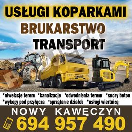 Brukarstwo, prace ziemne,usługi koparkami,transport