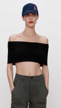 Crop top odkryte ramiona Zara czarny S