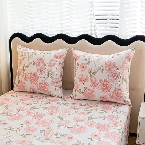 Pościel 200x220/3 części komplet poszewki 70x80 satynowa Maria kwiaty