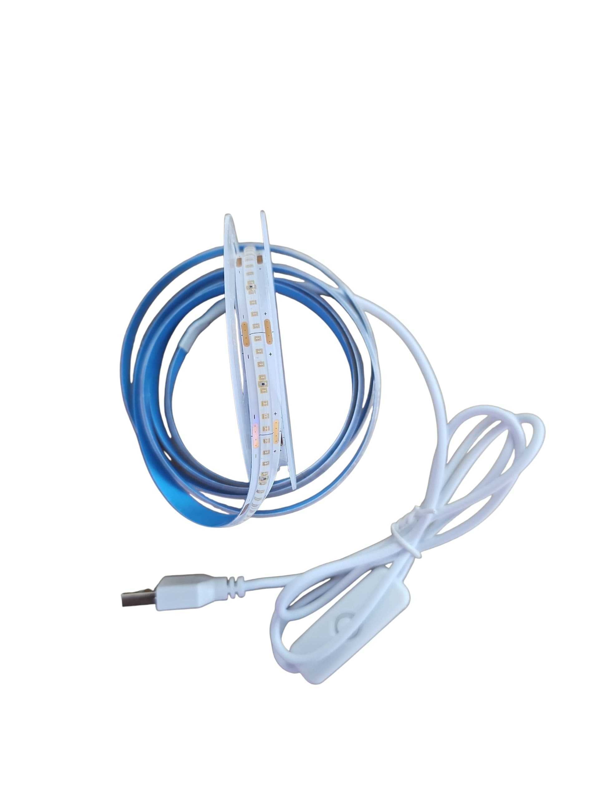 COB LED Light Strip 5V – 2 metry, zimna biel, USB