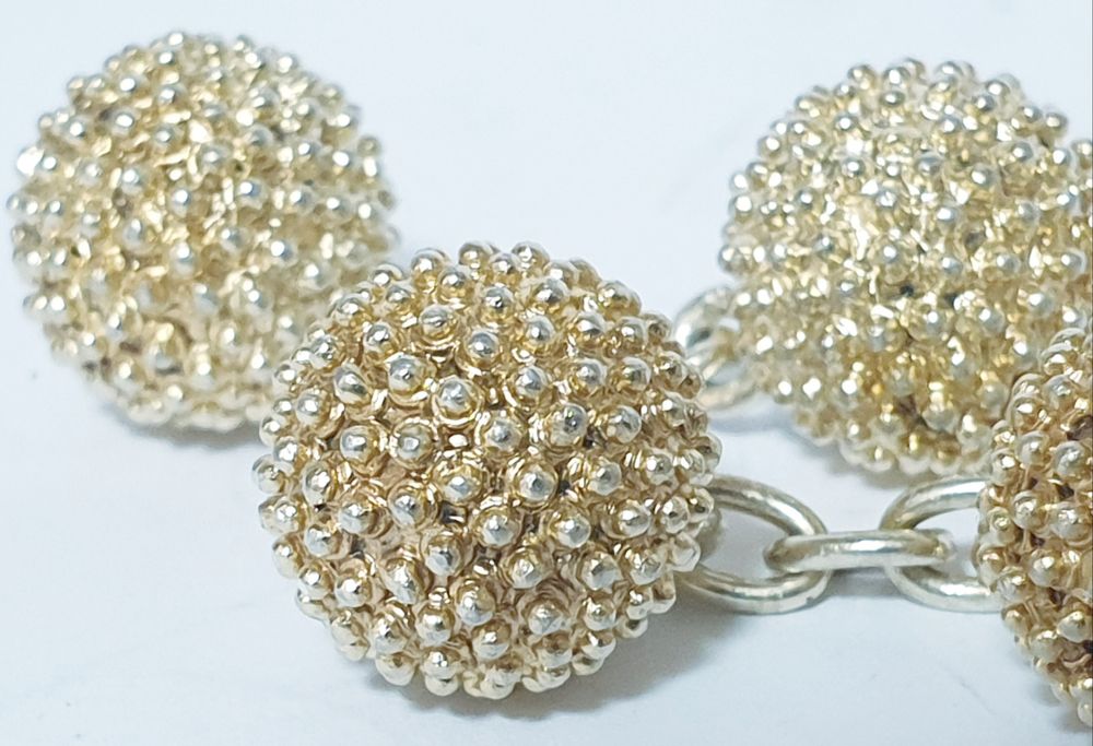 Fantásticos raros antigos botões de punho  em prata dourada