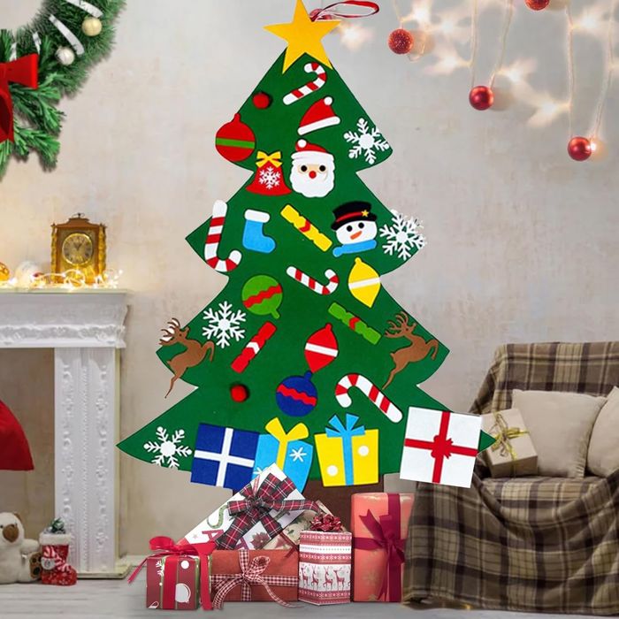 Choinka Ze Zdejmowanymi Ozdobami z Filcu DIY Świąteczna Dekoracja