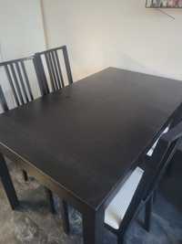 Używany czarny stół i krzesła z ikea