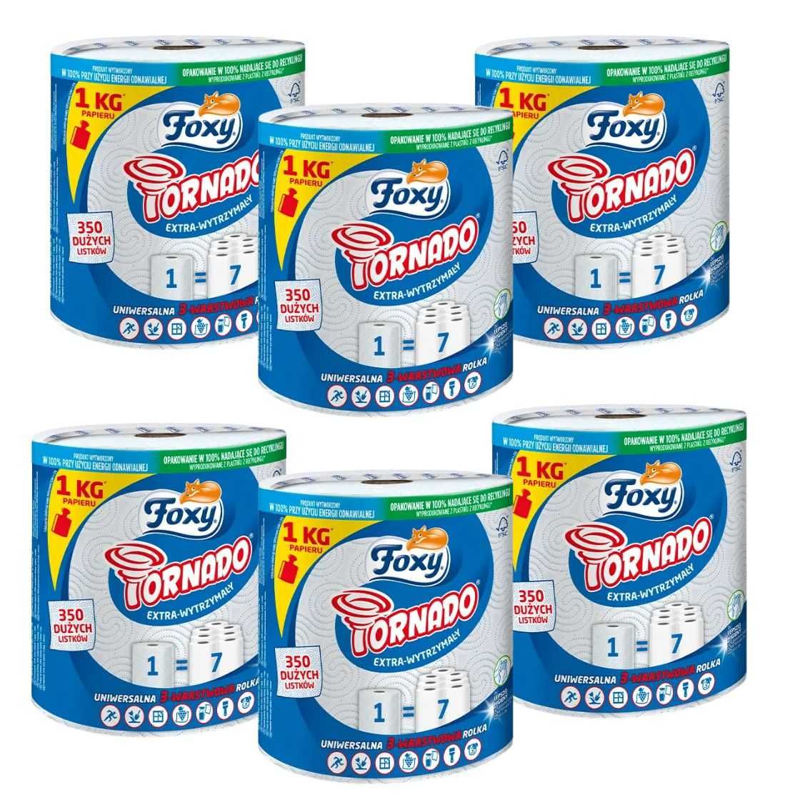 Foxy Tornado 6 rolek ręcznik kuchenny papierowy 3-warstwowy
