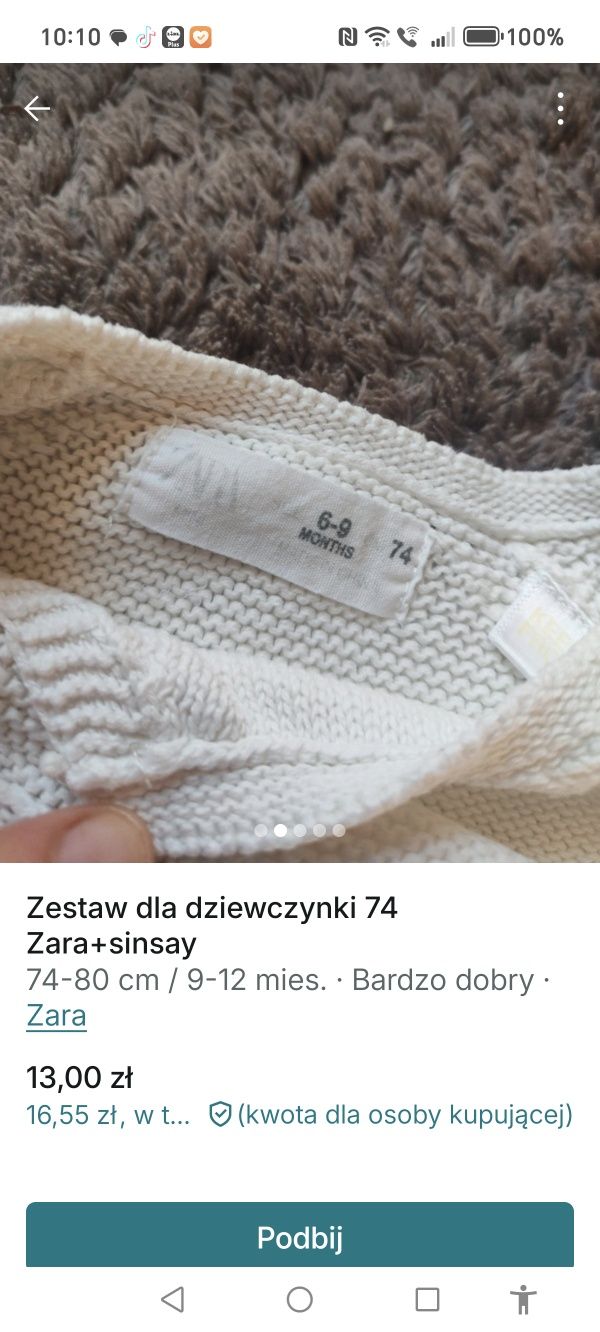 Zestaw dla dziewczynki 74 Zara i Sinsay