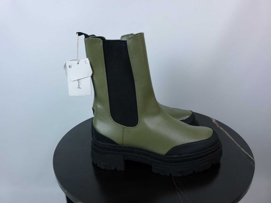 Stradivarius botki ekoskóra khaki z metką 41 26,5 cm