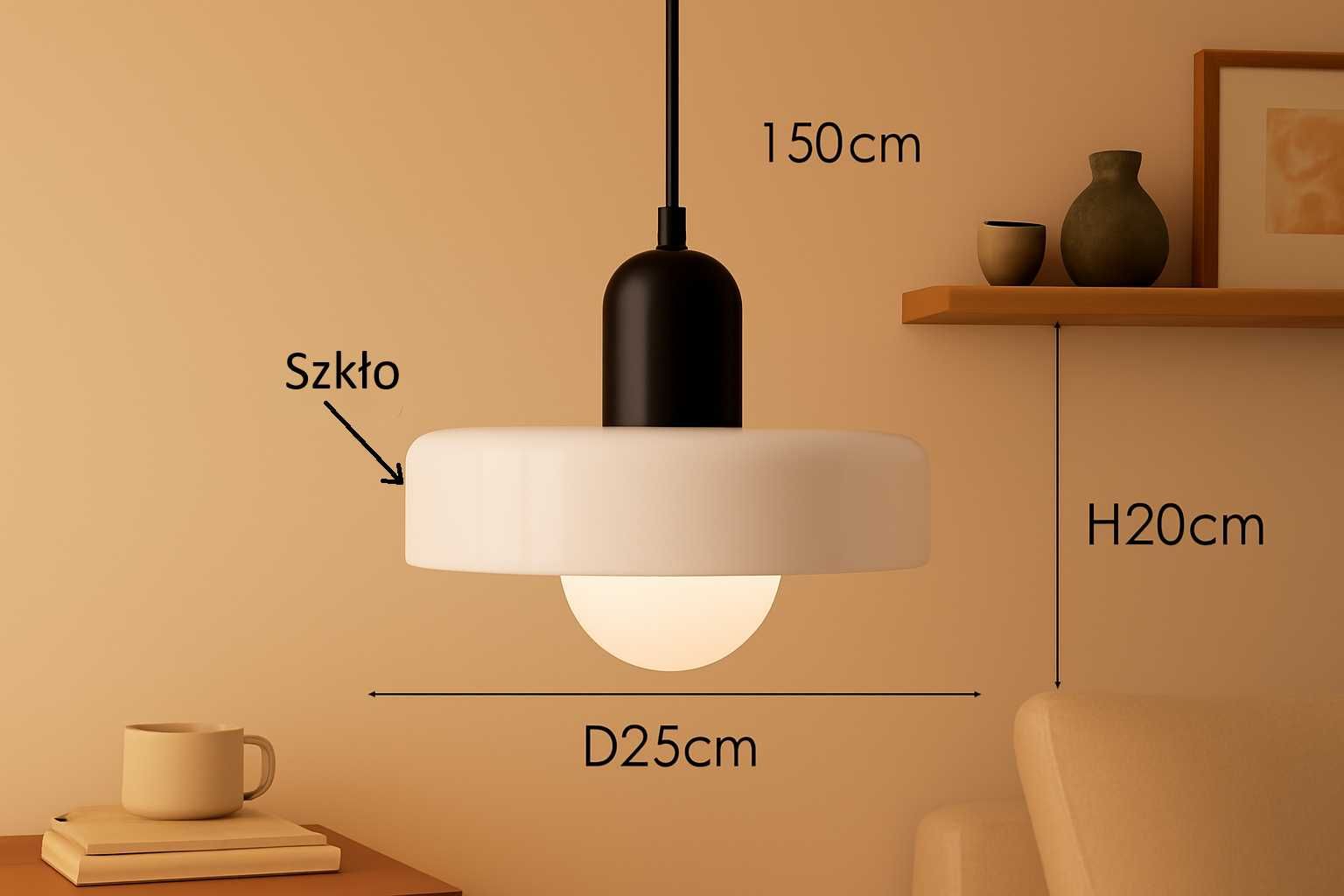 Lampa wisząca czarno-biała retro - salon, kuchnia, jadalnia