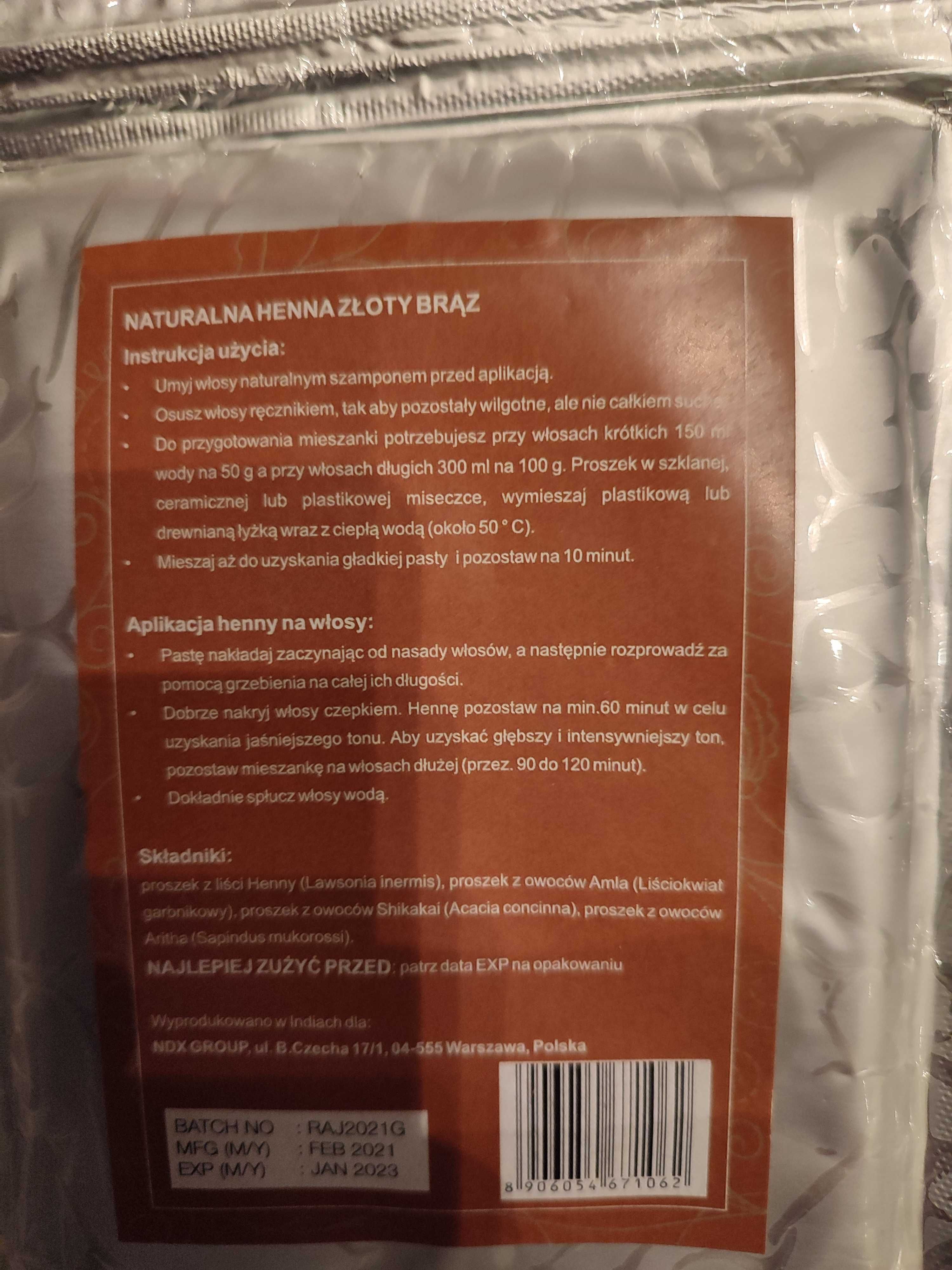 Naturalna henna indyjska Soil and Earth bez amoniaku złoty brąz