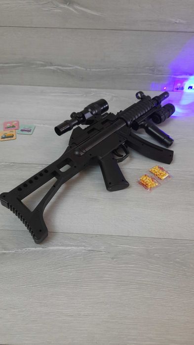 Автомат детский на пульках 6мм, Д-61см 017B с лазером, фонарик, оптика