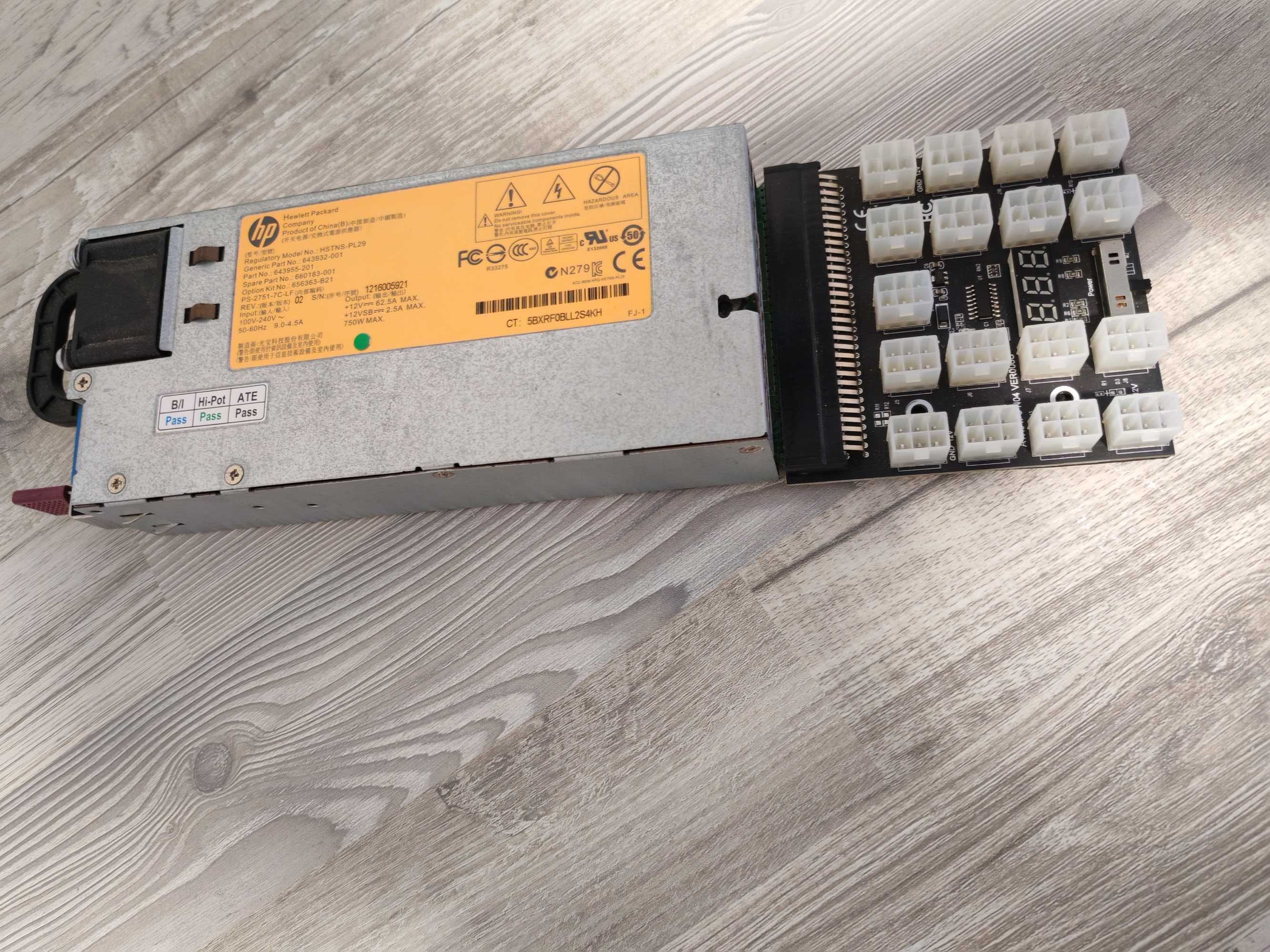 Fonte HP 750W HSTNS-PL29 + Breakout Board 13x PCIe | Ideal Mining