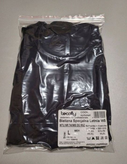 Letnia czarna bielizna specjalna L termoaktywna
