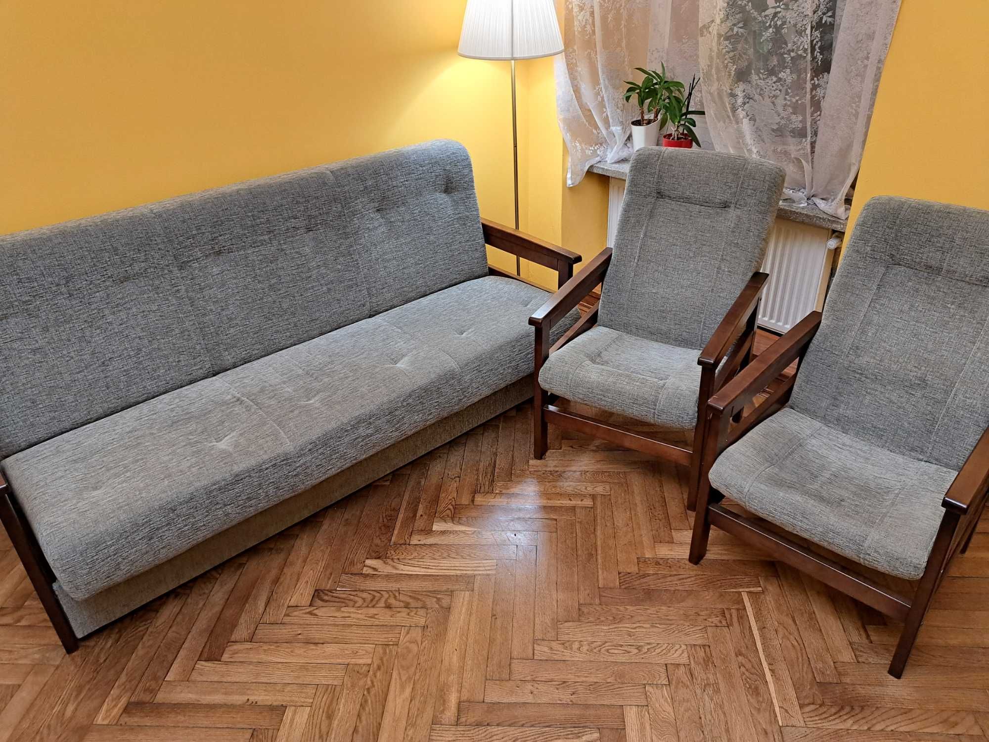 wersalka kanapa i dwa fotele - zestaw wypoczynkowy z funkcją spania