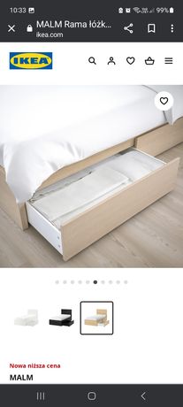 Łóżko  malm ikea 90x200