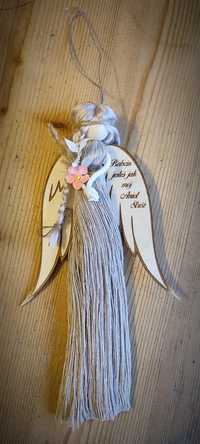 Aniolek anioł stróż makrama dzień babci dzien dziadka