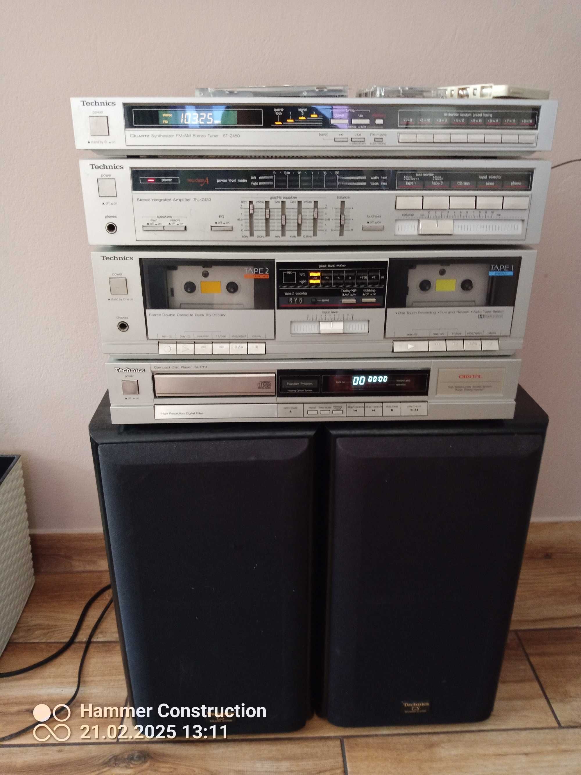Super Wieża TECHNICS Z-450 Mega Unikat Srebrny z Kolumnami