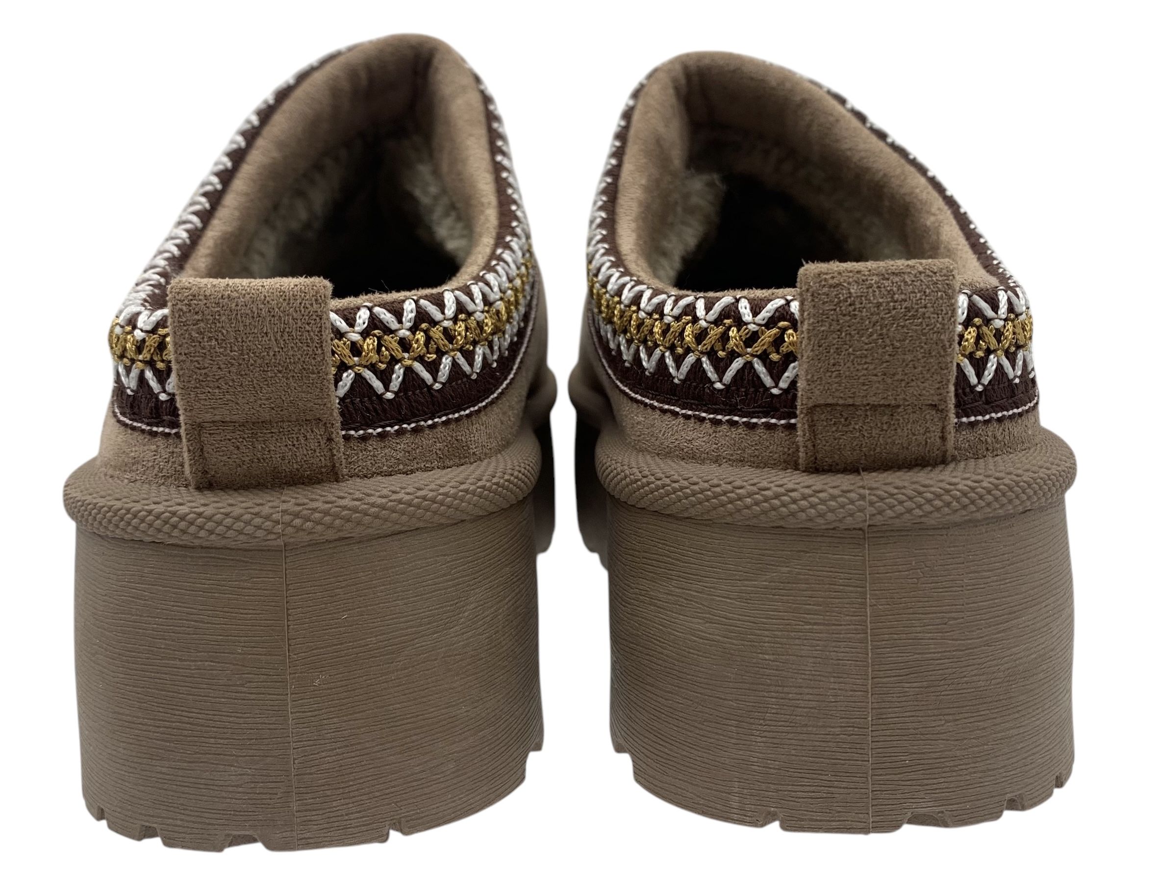 Buty damskie śniegowce wsuwane 40 mukluki kapcie na platformie brązowe