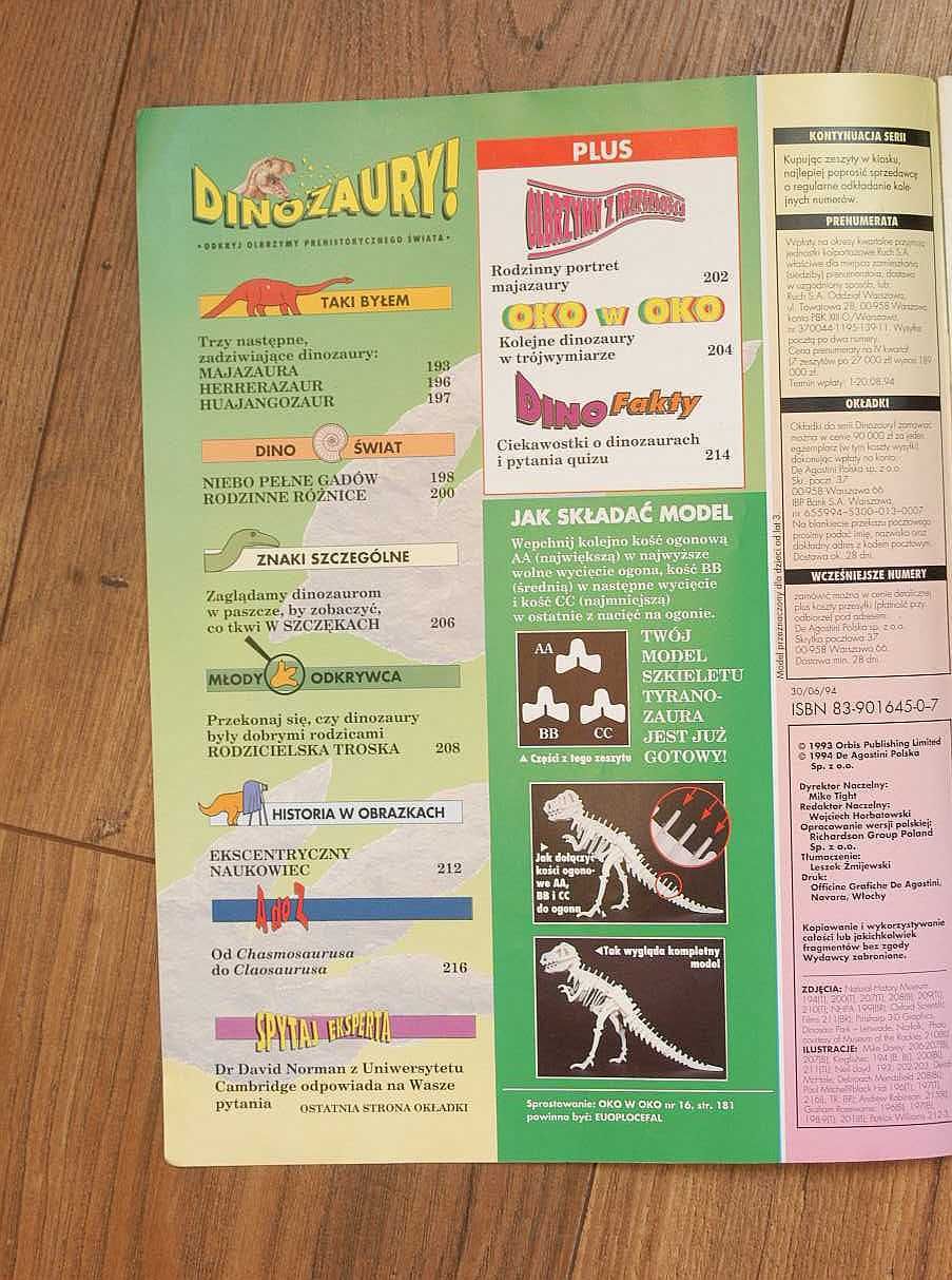 czasopismo - dwutygodnik Dinozaury nr 9 - 1994 - De Agostini
