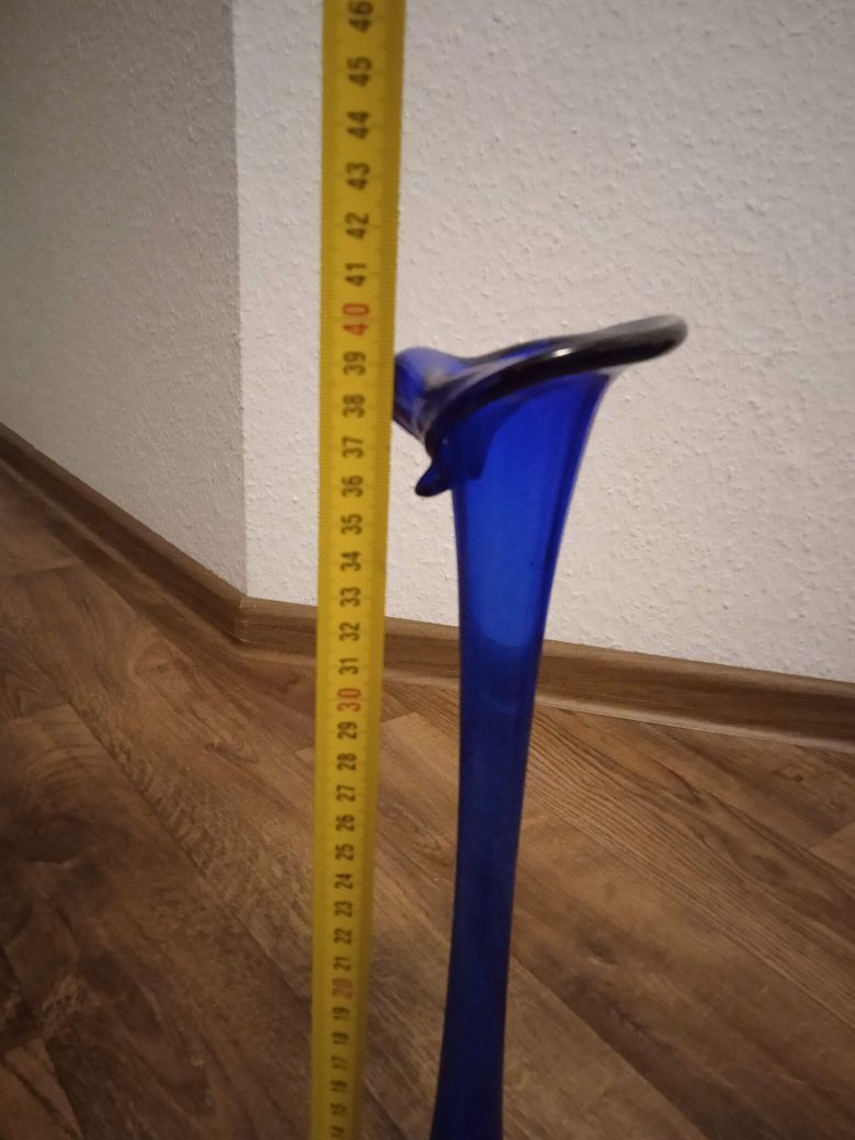 Wazon szklany niebieski szkło kobaltowe artystyczne