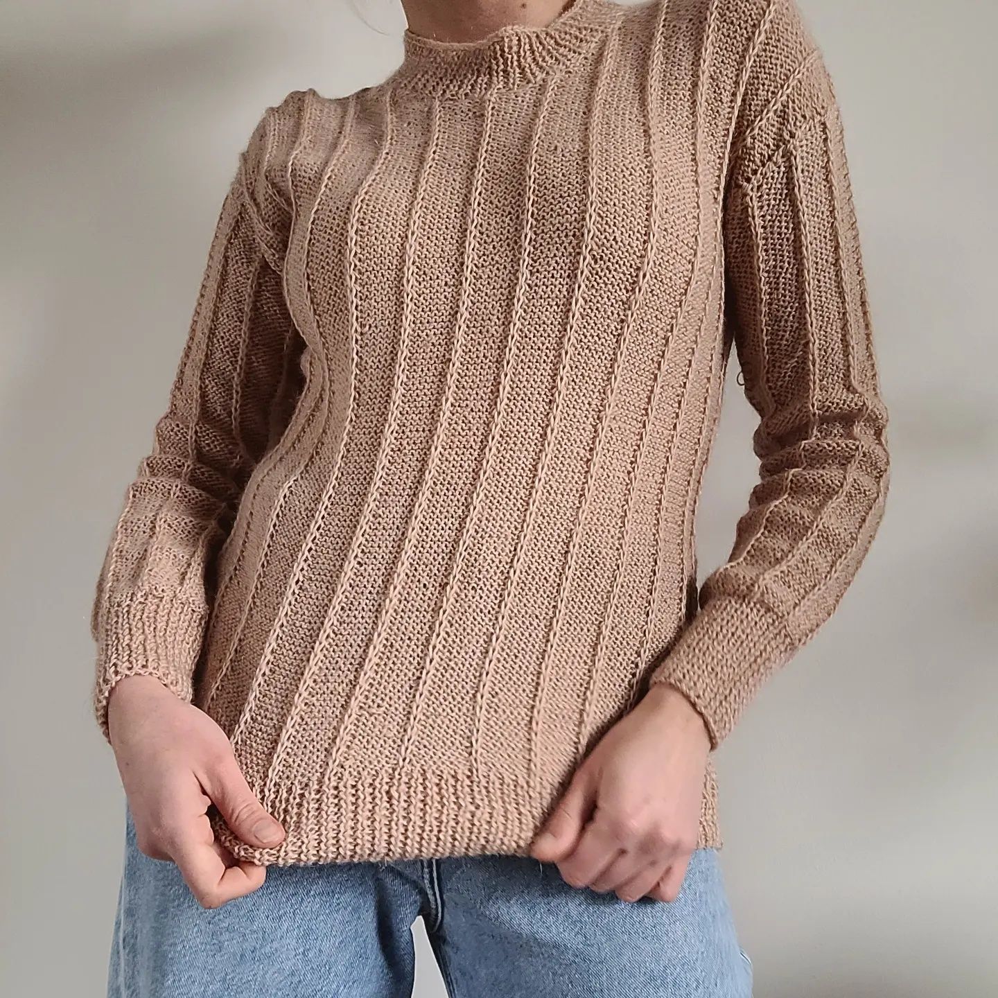 Wełniany sweter oversize 100% wełna handmade