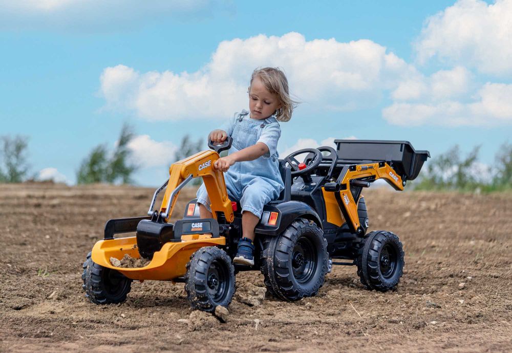OGROMNY FALK Traktor Koparka na pedały dla dzieci 997Y przyczepa CASE