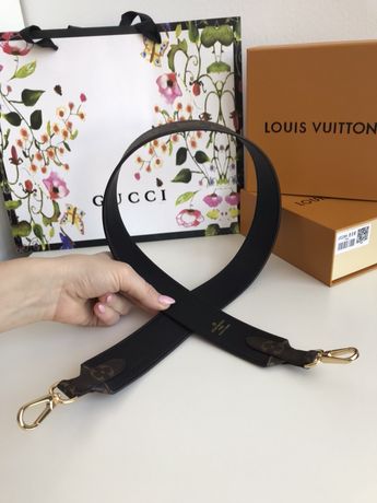 Louis Vuitton strap pasek do torebki canvas czarny skóra