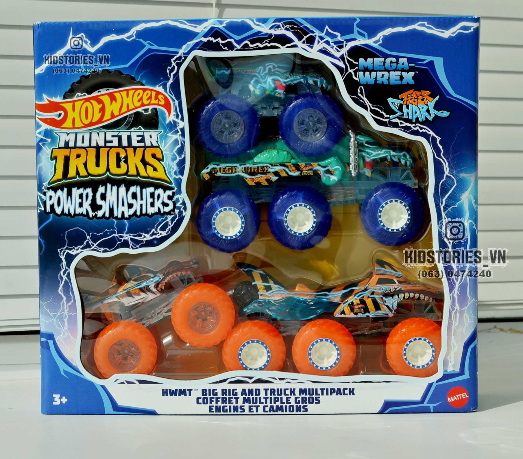 Набір Hot Wheels Monster Trucks Tiger Shark Big Rigs супер тягач акула