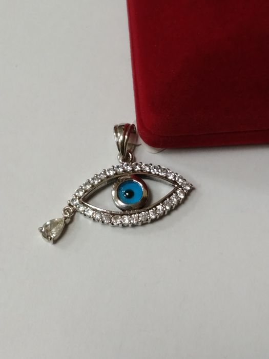 Srebrny wisiorek oko z cyrkoniami srebro 925