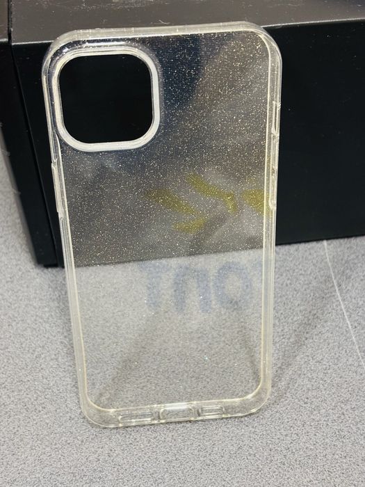Прозорий силіконовий чохол з блискітками для iPhone 15+