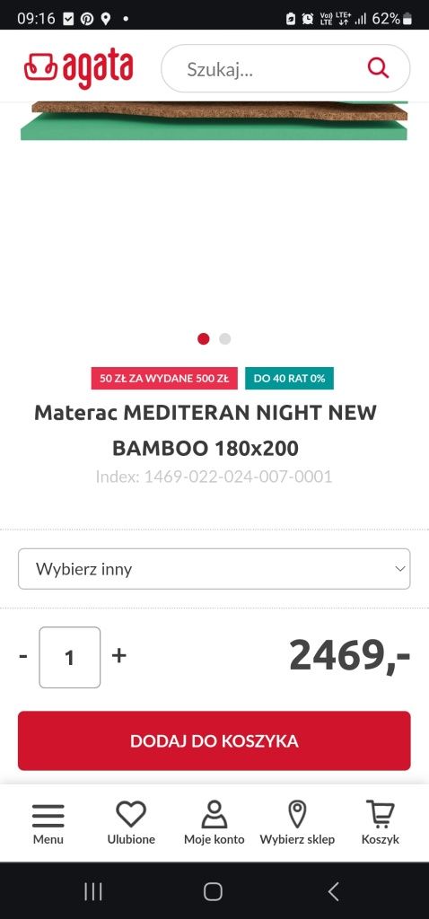 Materac 180 x 200   sklep Agata Mediteran Night New Bamboo