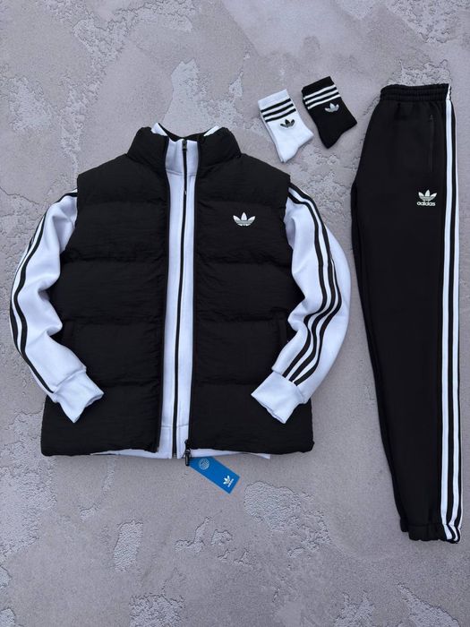 Чоловічий зимній спортивний костюм фліс адідас комплект Adidas xs-3xl