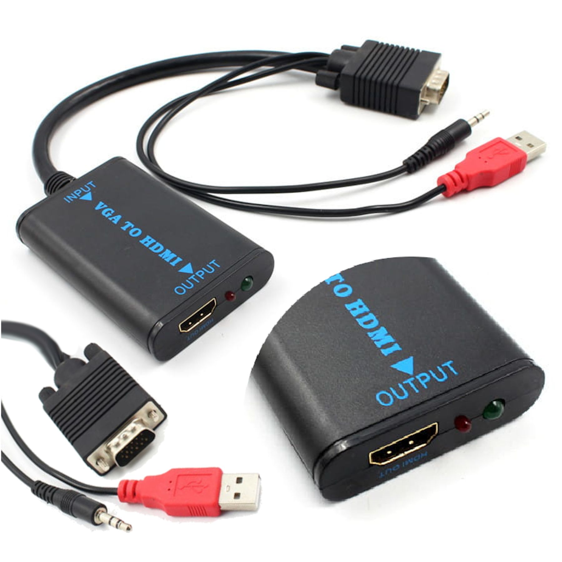 Konwerter z VGA męskie na HDMI żeńskie + audio jack 3,5mm kabel