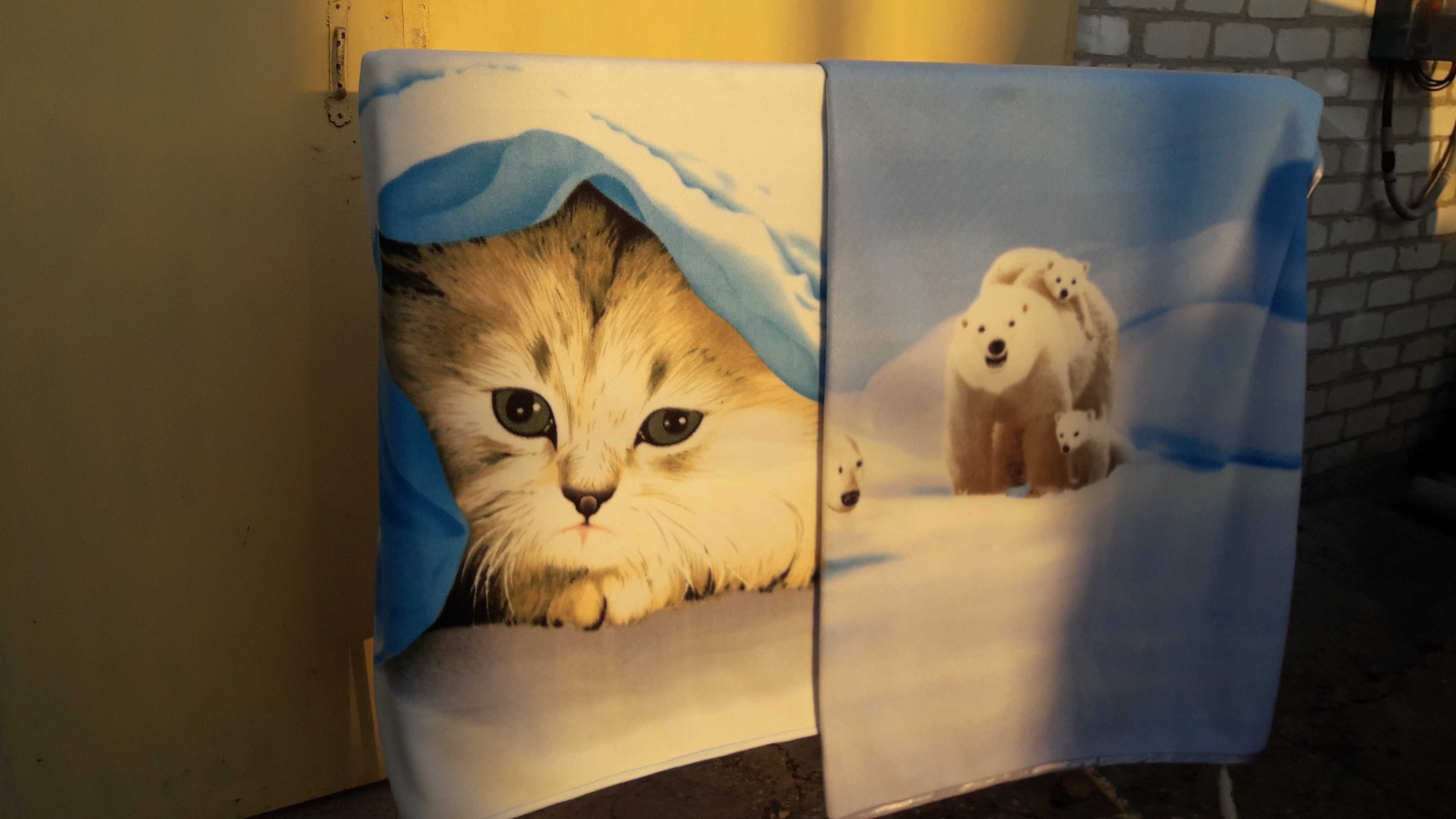 Плед одеяло с фото медведей и кошек