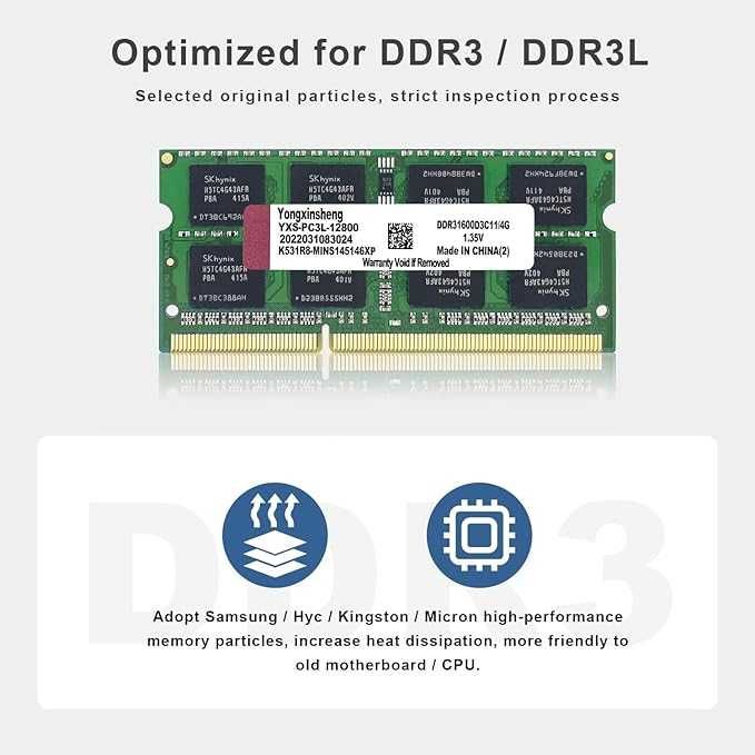 Zestaw DDR3/DDR3L 8GB (4GBx2) Pamięć RAM do laptopa 1600MHz