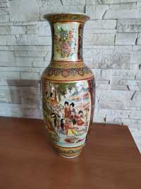 Piękny duży zdobiony wazon z motywem orientalnym chiński japoński