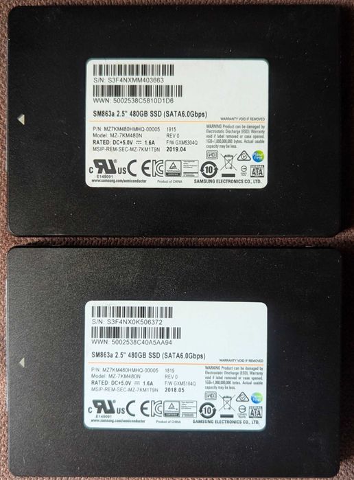 SSD 2.5 Samsung SM883/863a 240-256-480gb MLC Enterprise !!!
