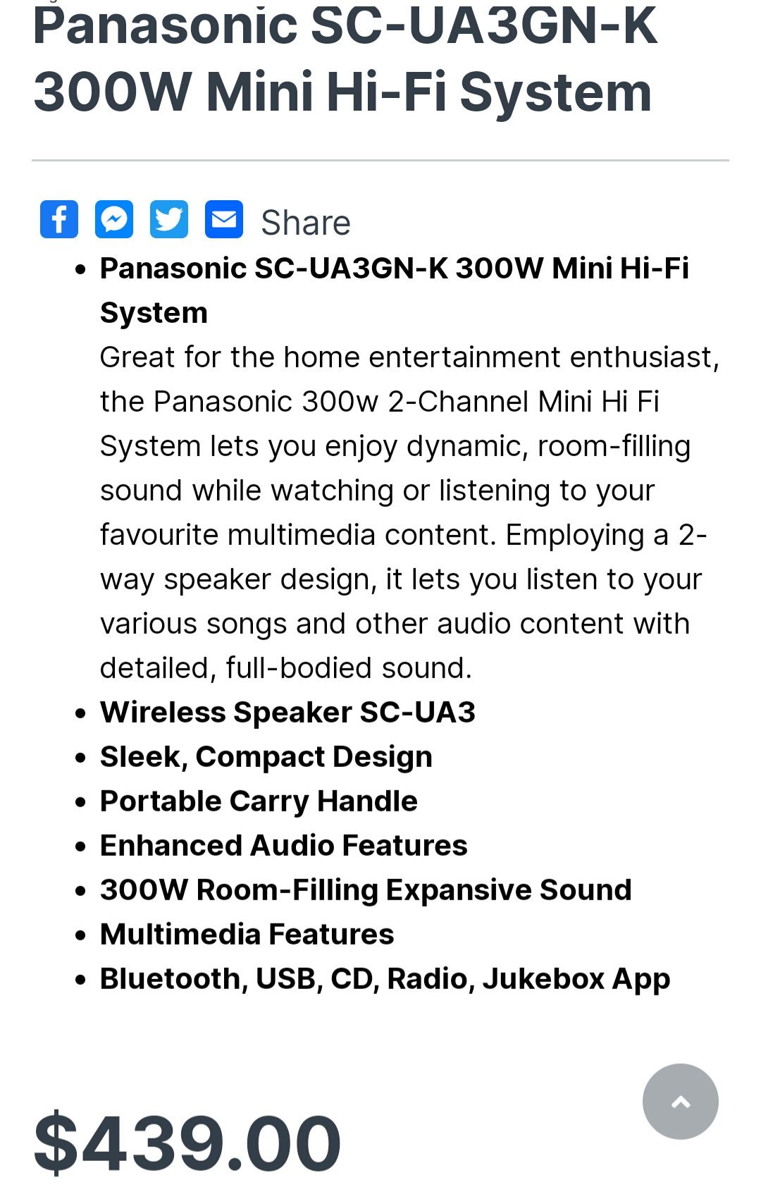 Boombox radio CD usb pilot wieża wzmacniacz Panasonic amplituner
