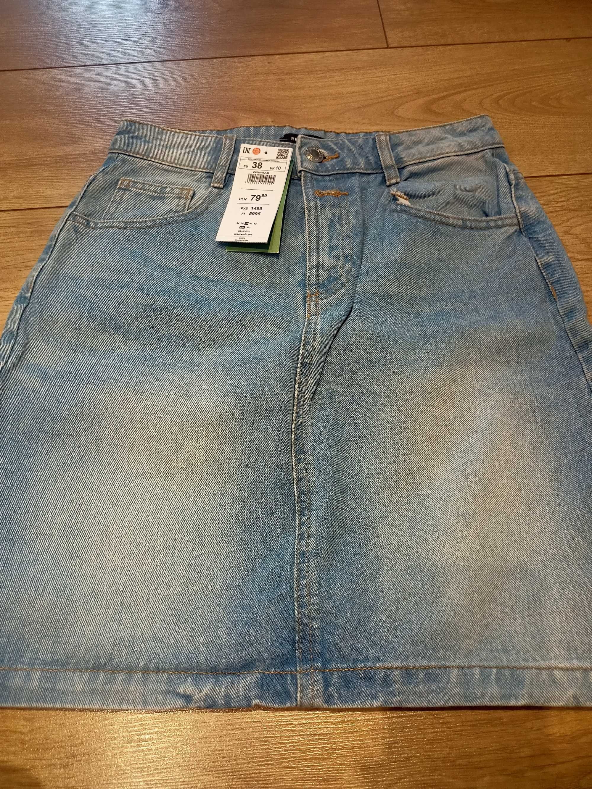 Nowa spódnica jeansowa krótka - jasny jeans - Reserved - rozmiar 38