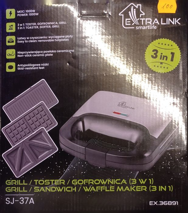 Grill toster gofrownica 3 w 1  SJ-37A