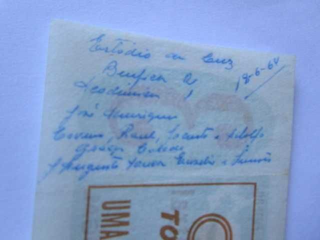 bilhete futebol 1964 Benfica  Académica Coimbra Taça Portugal