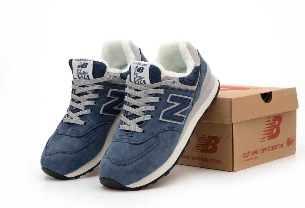 Зимние замшевые кроссовки New Balance 574 Winter Fur Мех зимові нб 574