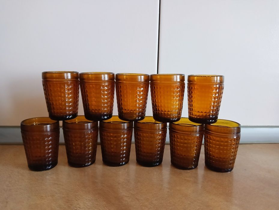 Zestaw kieliszków miodowe szkło Prądniczanka