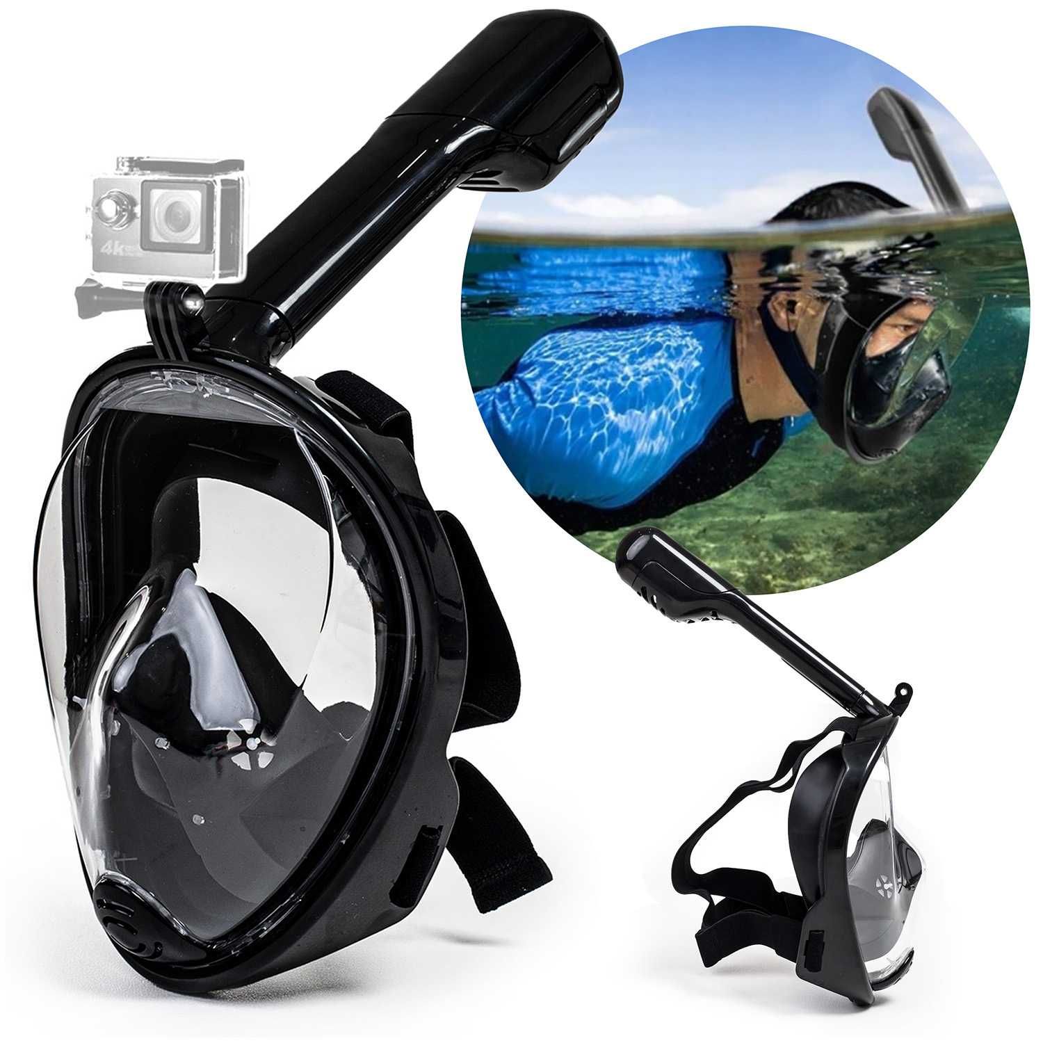 Maska do nurkowania snorkelingu dla dzieci S/M (1 rurka) czarna