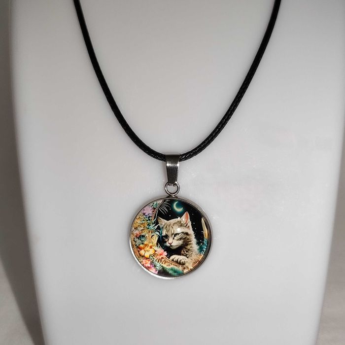 N110 Naszyjnik Kot Kotek Handmade