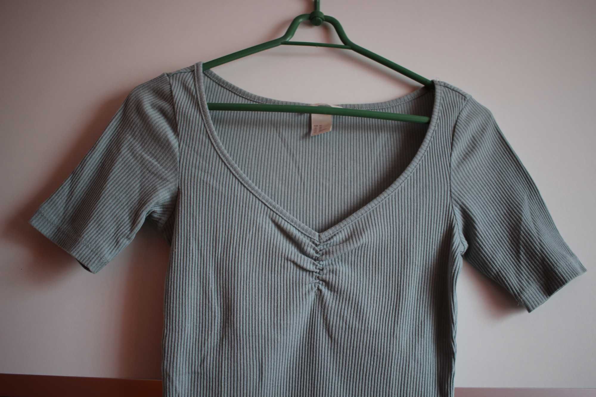 Miętowa koszulka t-shirt h&m xs 34