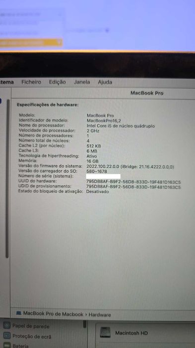 Apple MacBook Pro Intel Core i5/16Gb/512GB SSD/13.3" Cinzento Sideral